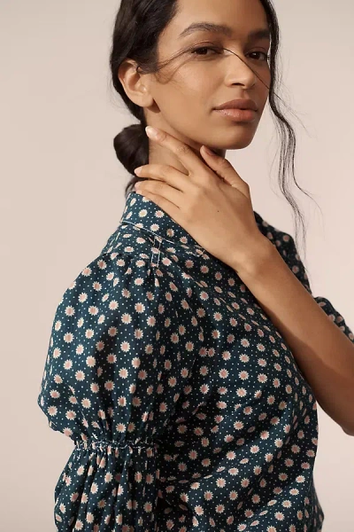 Shop Pilcro The Tallulah Double Puff-sleeve Blouse By  In Blue