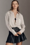 Pilcro Liquid Shine Buttondown Shirt In Neutral