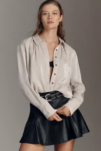 Pilcro Liquid Shine Buttondown Shirt In Neutral