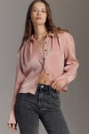 Pilcro Liquid Shine Buttondown Shirt In Brown