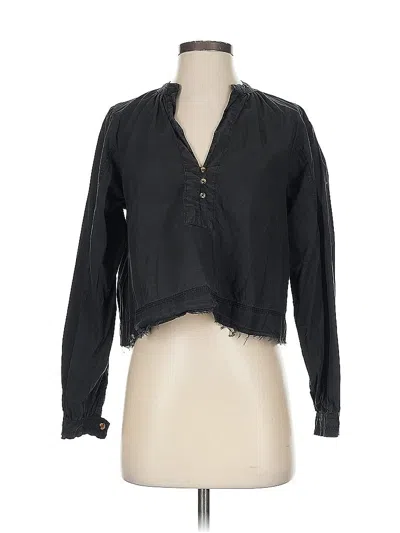 Pre-owned Pilcro Long Sleeve Blouse In Black