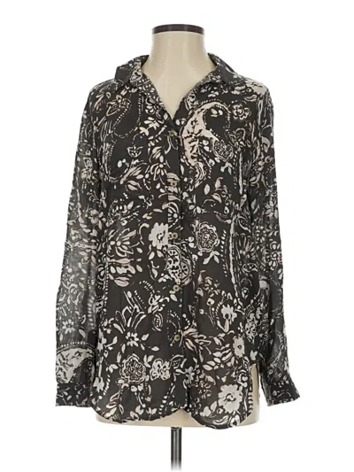 Pre-owned Pilcro Long Sleeve Blouse In Black