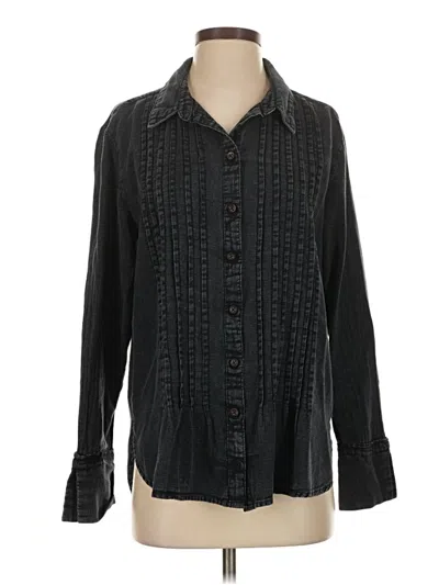 Pre-owned Pilcro Long Sleeve Blouse In Black