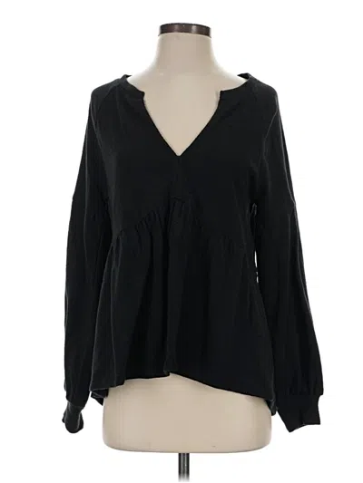 Pre-owned Pilcro Long Sleeve Blouse In Black