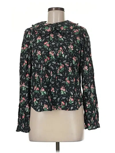 Pre-owned Pilcro Long Sleeve Blouse In Black