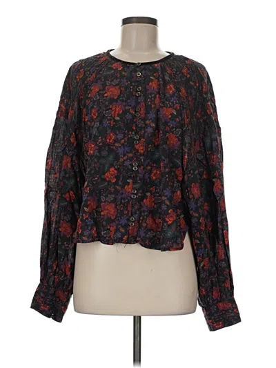 Pre-owned Pilcro Long Sleeve Blouse In Black