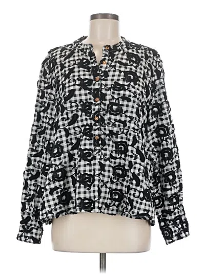 Pre-owned Pilcro Long Sleeve Blouse In Black
