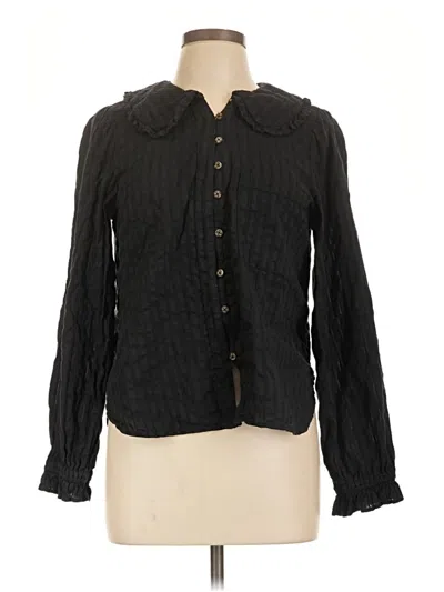 Pre-owned Pilcro Long Sleeve Blouse In Black