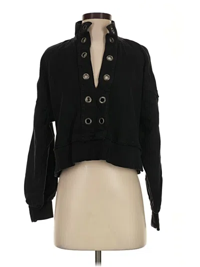 Pre-owned Pilcro Long Sleeve Blouse In Black