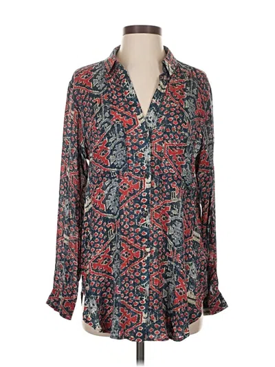 Pre-owned Pilcro Long Sleeve Blouse In Blue