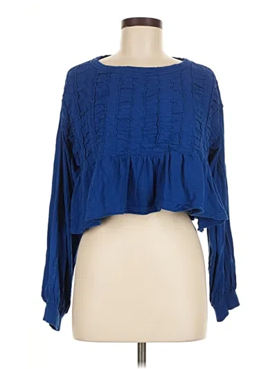 Pre-owned Pilcro Long Sleeve Blouse In Blue