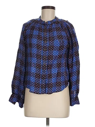 Pre-owned Pilcro Long Sleeve Blouse In Blue