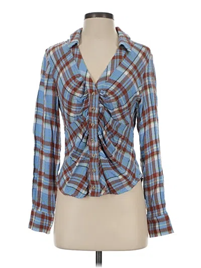 Pre-owned Pilcro Long Sleeve Blouse In Blue