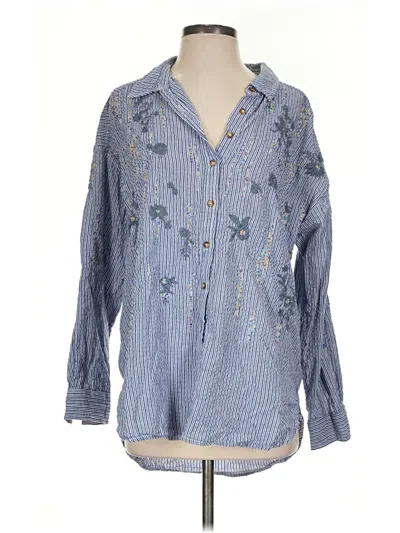 Pre-owned Pilcro Long Sleeve Blouse In Blue