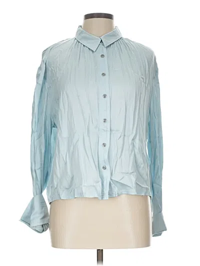 Pre-owned Pilcro Long Sleeve Blouse In Blue