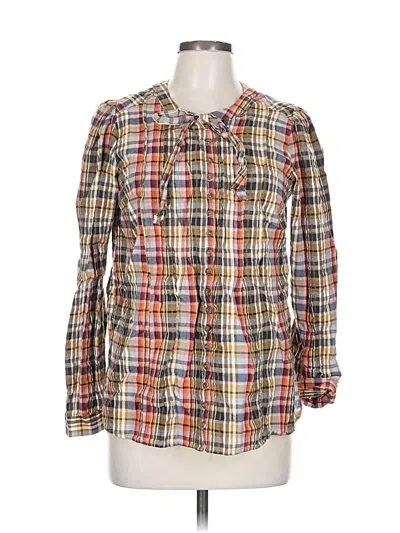 Pre-owned Pilcro Long Sleeve Blouse In Brown