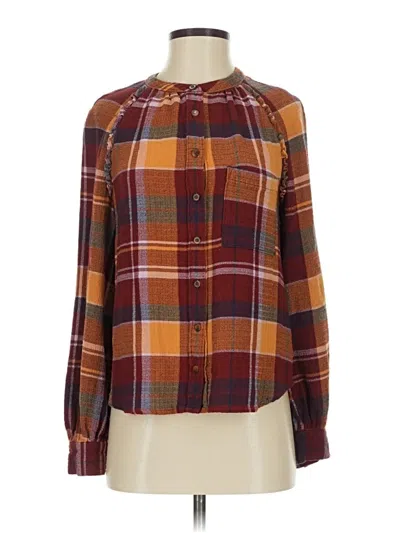 Pre-owned Pilcro Long Sleeve Blouse In Brown