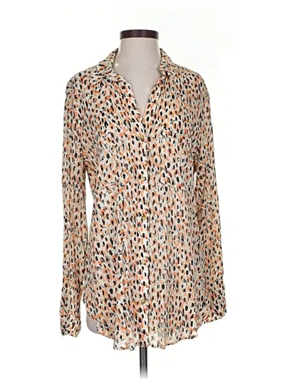 Pre-owned Pilcro Long Sleeve Blouse In Brown