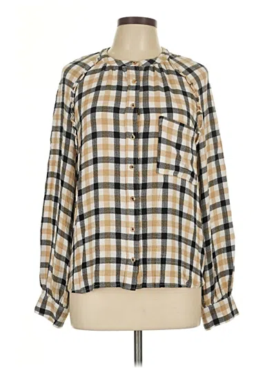 Pre-owned Pilcro Long Sleeve Blouse In Brown