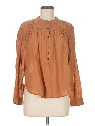 Pre-owned Pilcro Long Sleeve Blouse In Brown