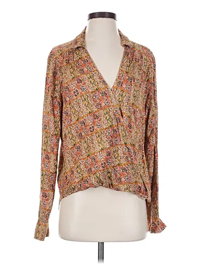 Pre-owned Pilcro Long Sleeve Blouse In Brown