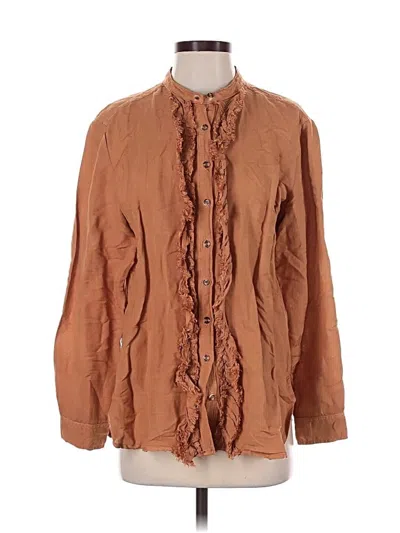 Pre-owned Pilcro Long Sleeve Blouse In Brown