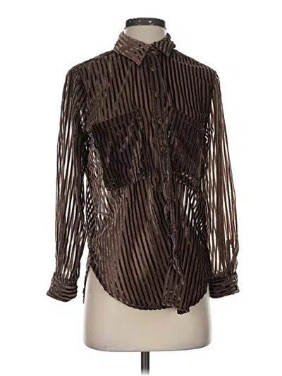 Pre-owned Pilcro Long Sleeve Blouse In Brown