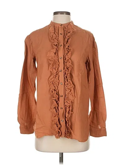 Pre-owned Pilcro Long Sleeve Blouse In Brown
