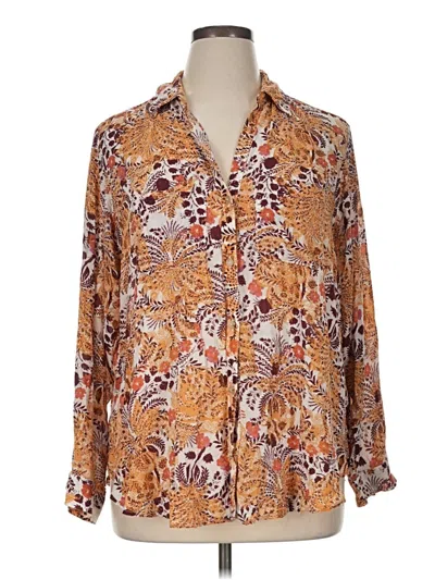 Pre-owned Pilcro Long Sleeve Blouse In Brown