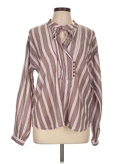 Pre-owned Pilcro Long Sleeve Blouse In Brown