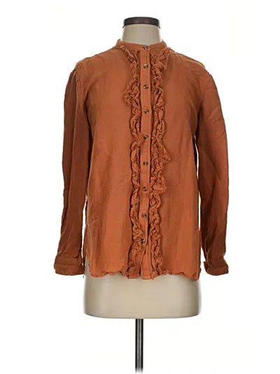 Pre-owned Pilcro Long Sleeve Blouse In Brown