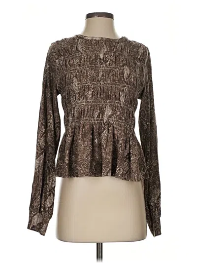 Pre-owned Pilcro Long Sleeve Blouse In Brown
