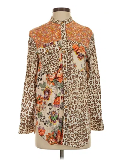 Pre-owned Pilcro Long Sleeve Blouse In Brown