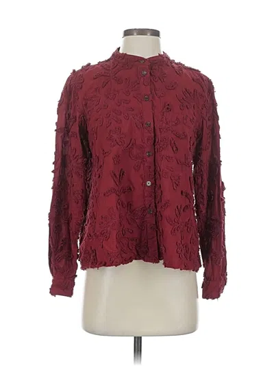 Pre-owned Pilcro Long Sleeve Blouse In Burgundy