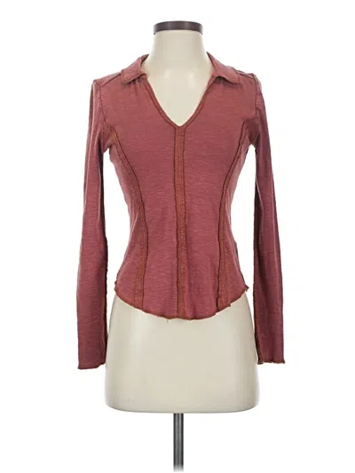 Pre-owned Pilcro Long Sleeve Blouse In Burgundy