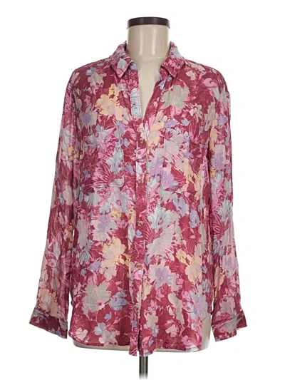 Pre-owned Pilcro Long Sleeve Blouse In Burgundy