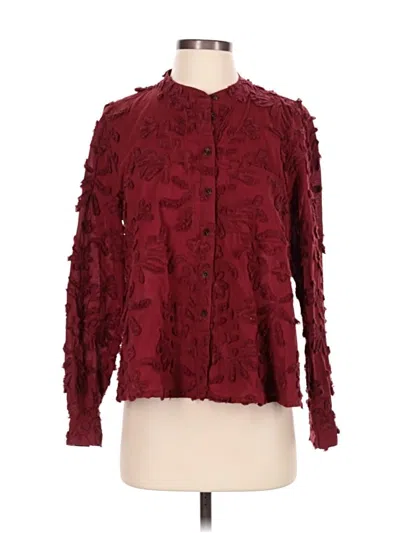 Pre-owned Pilcro Long Sleeve Blouse In Burgundy