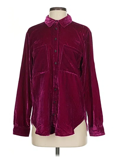 Pre-owned Pilcro Long Sleeve Blouse In Burgundy
