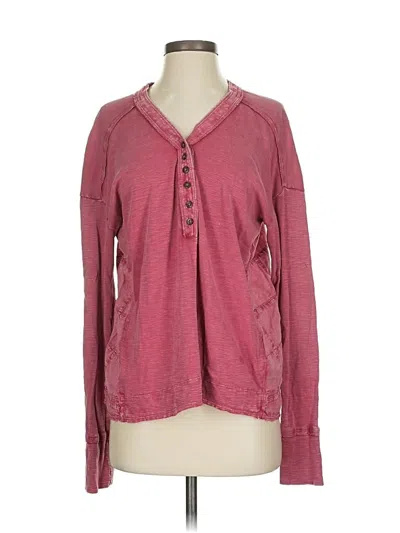 Pre-owned Pilcro Long Sleeve Blouse In Burgundy