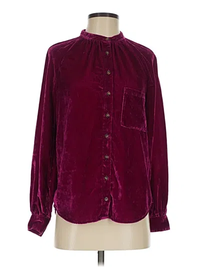 Pre-owned Pilcro Long Sleeve Blouse In Burgundy
