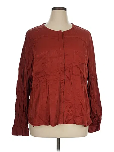 Pre-owned Pilcro Long Sleeve Blouse In Burgundy