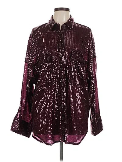 Pre-owned Pilcro Long Sleeve Blouse In Burgundy