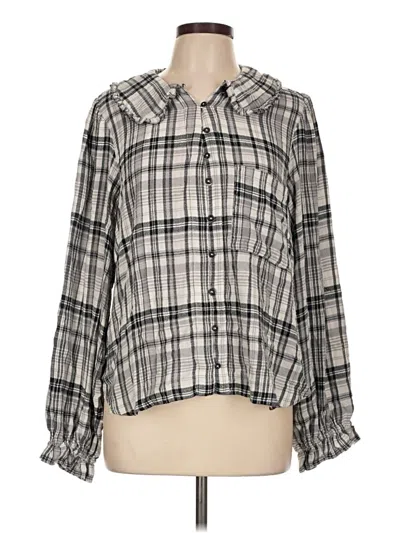 Pre-owned Pilcro Long Sleeve Blouse In Gray