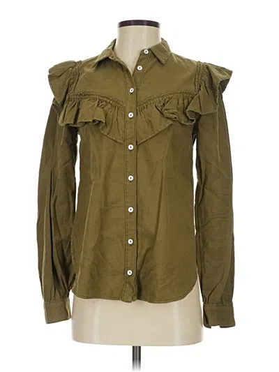 Pre-owned Pilcro Long Sleeve Blouse In Green