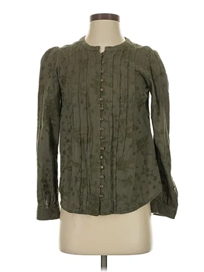 Pre-owned Pilcro Long Sleeve Blouse In Green