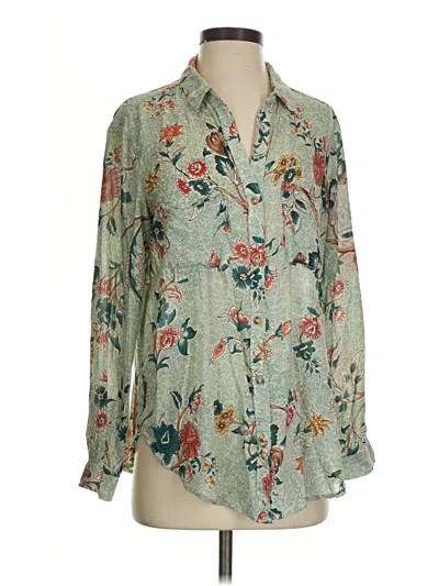 Pre-owned Pilcro Long Sleeve Blouse In Green