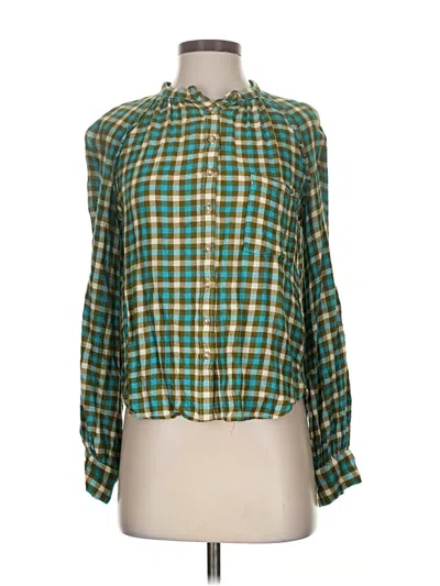 Pre-owned Pilcro Long Sleeve Blouse In Green