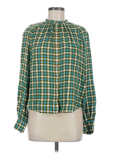Pre-owned Pilcro Long Sleeve Blouse In Green