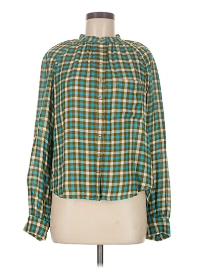 Pre-owned Pilcro Long Sleeve Blouse In Green
