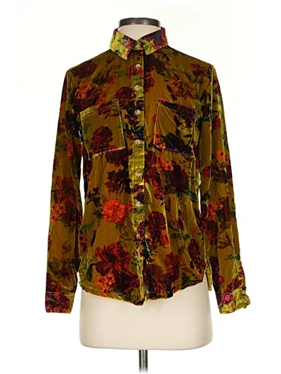 Pre-owned Pilcro Long Sleeve Blouse In Green
